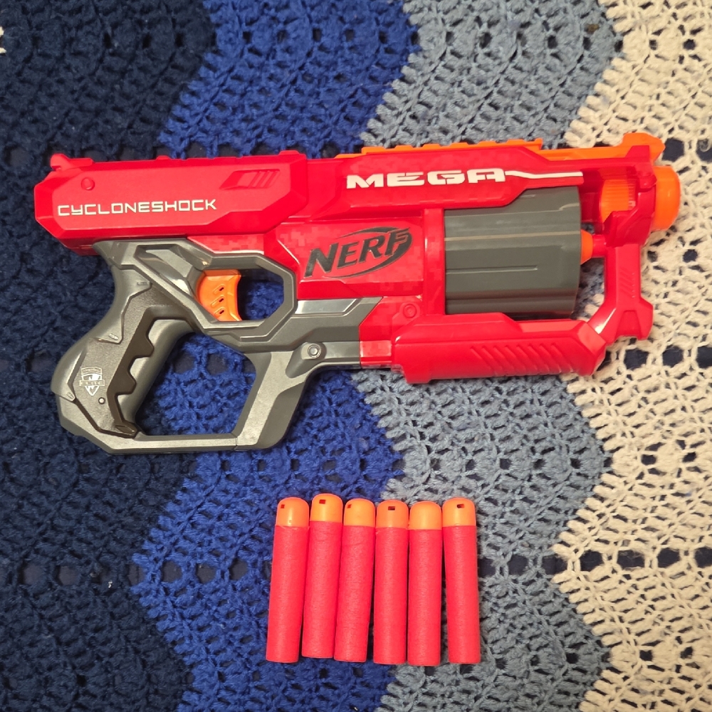 Nerf Cycloneshock Blaster - Red, Gray, and Orange